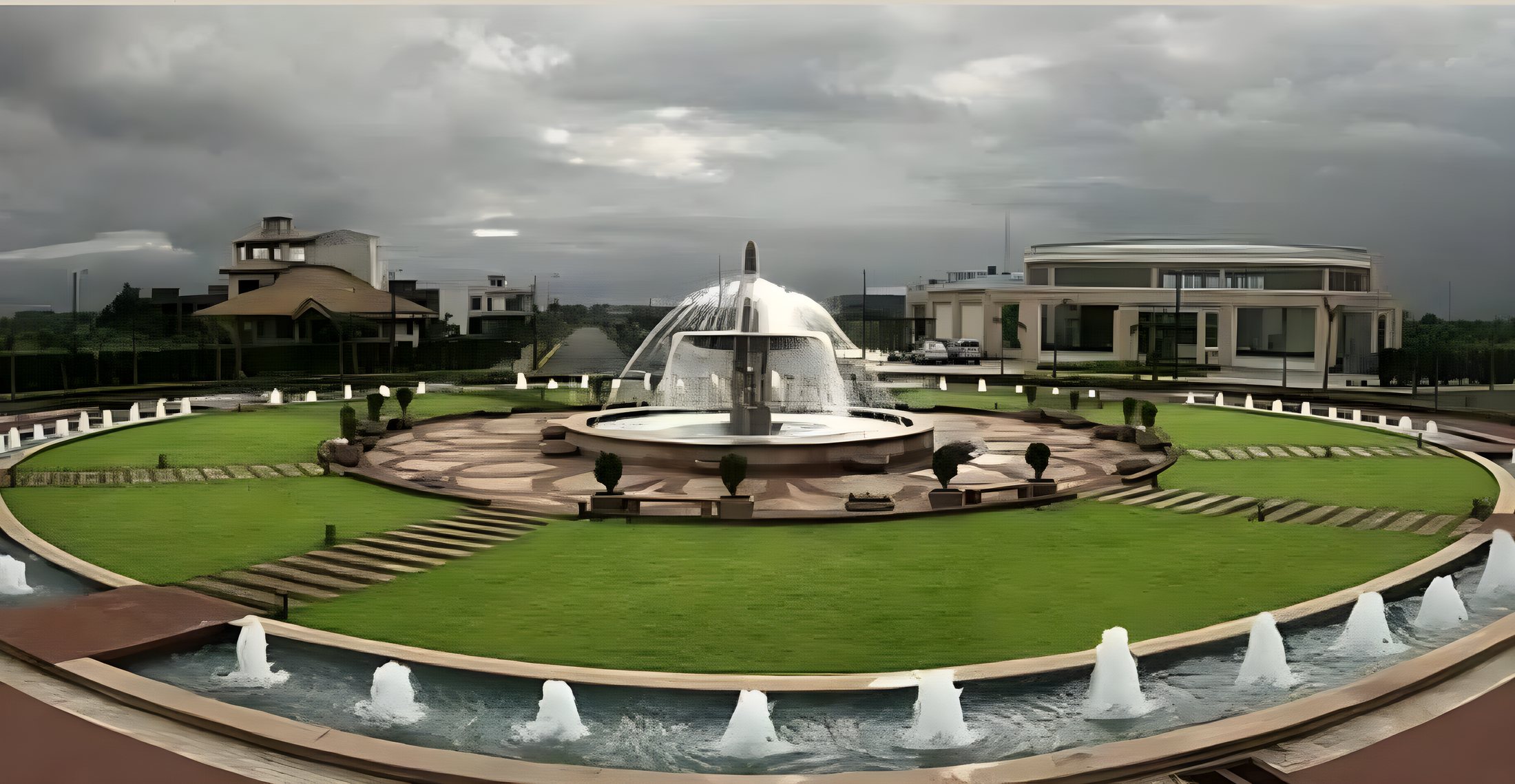 The main centre fountain and gardens at Anandam World City
