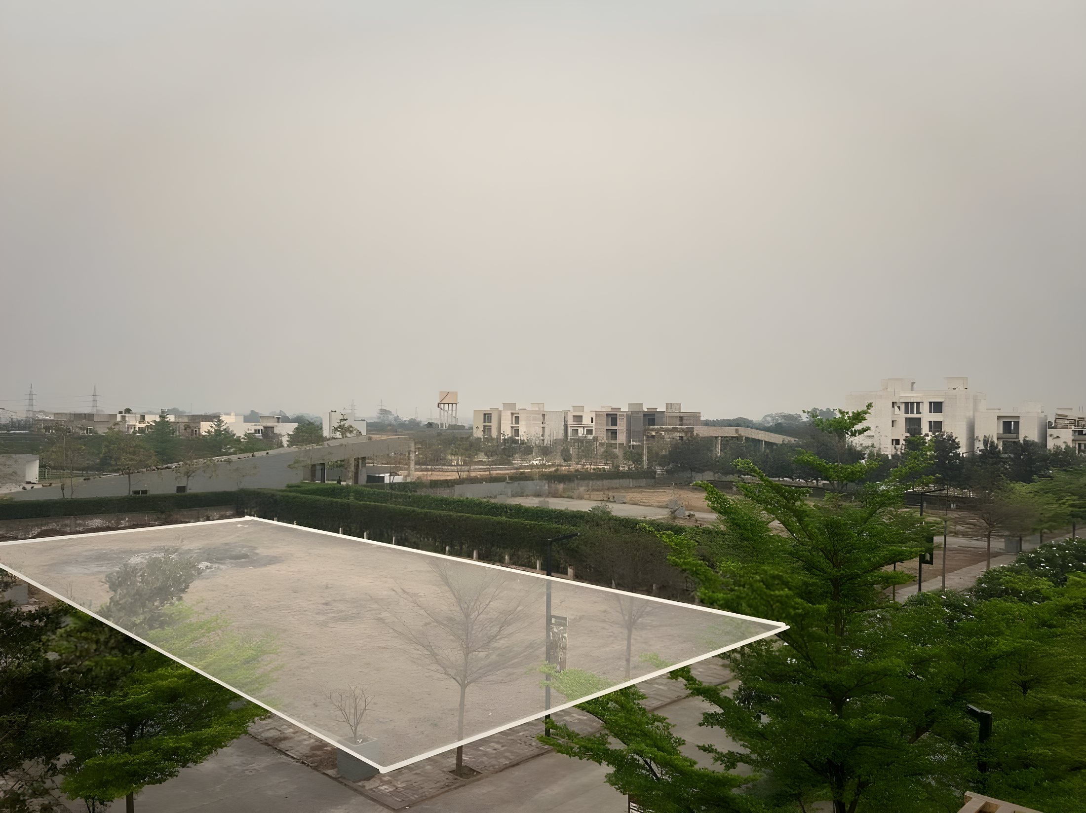 Aerial view of developed residential plots at Anandam World City